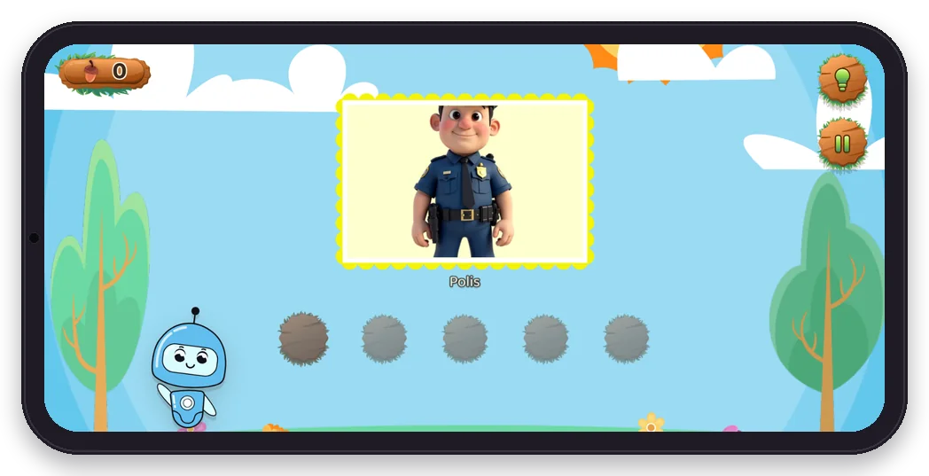 Diltigo Nokta Nokta oyunundan bir ekran: polis resmi ve altında boyanacak noktalar